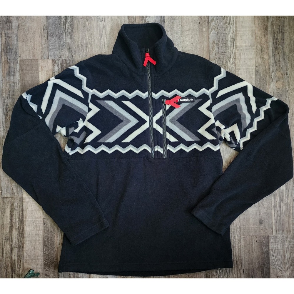 Berghaus Fleece Pullover 1/2 Zip Womens Adult XS Pocket Black Red Outdoor